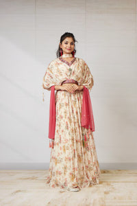 Creamy Blooming Melody Anarkali Suit