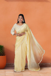 Luminous Dawn Pale Yellow Saree