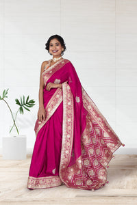 Maharani's Embrace Fuchsia Saree