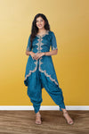 Teal Peacock Plume Dhoti Suit