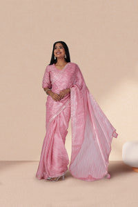 Prismatic Pink Rose Saree