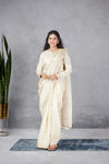 Cream Ivory Pearl Saree