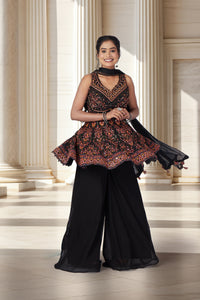 Embroidered Black Sharara Set