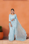 Light Blue Chiffon Azure Saree