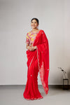 Crimson Bloom Saree