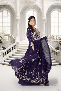 Elegant Purple Floral Gown