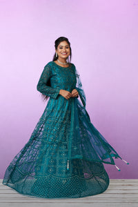 Teal Ocean's Treasure Anarkali Suit