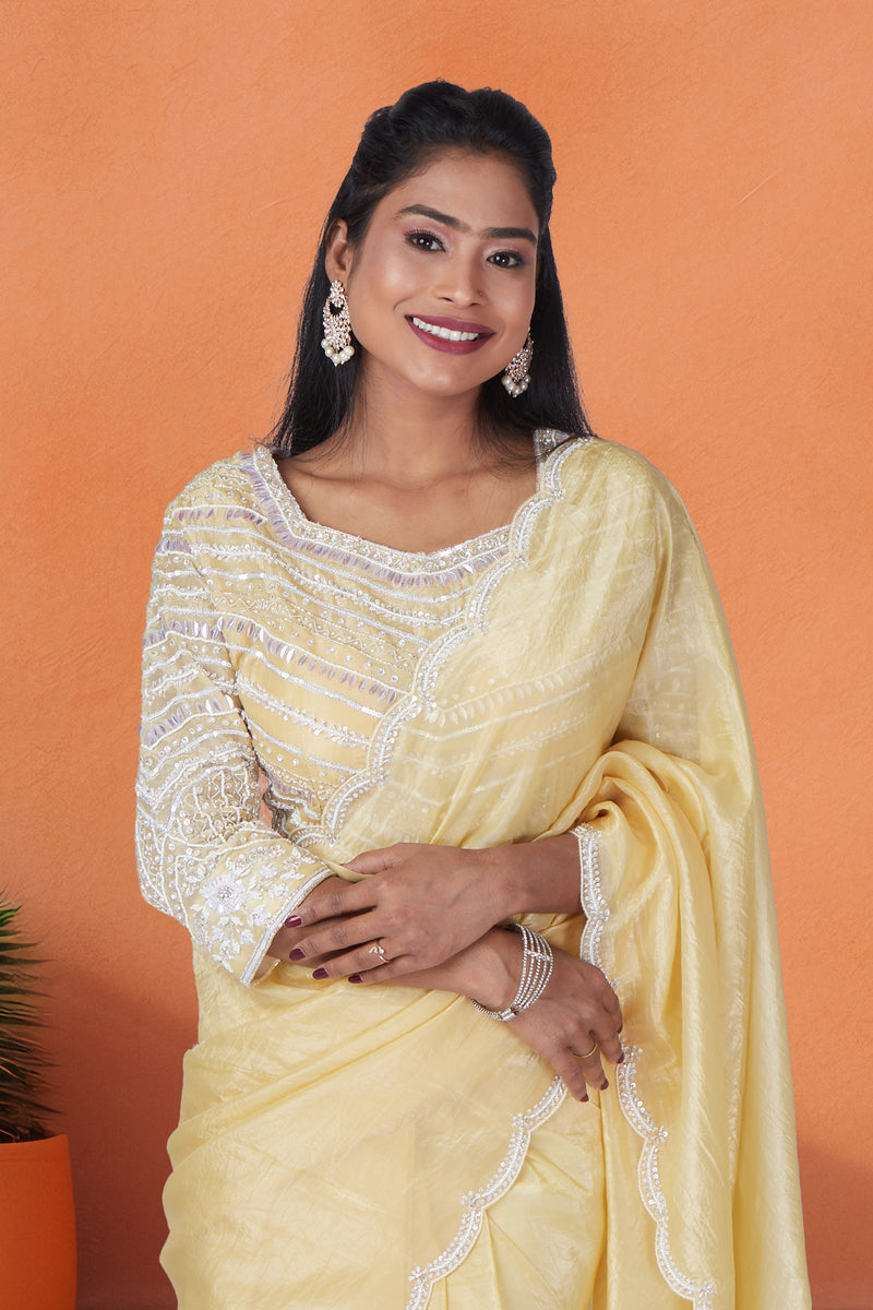 Luminous Dawn Pale Yellow Saree