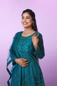 Teal Ocean's Treasure Anarkali Suit