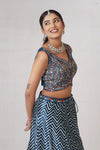 Royal Teal Chevron Lehenga Choli