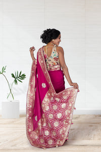 Maharani's Embrace Fuchsia Saree