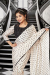 Cream Parisian Chic Polka Dot Saree