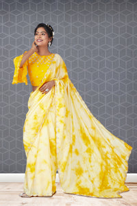 Marigold Meadow Batik Saree