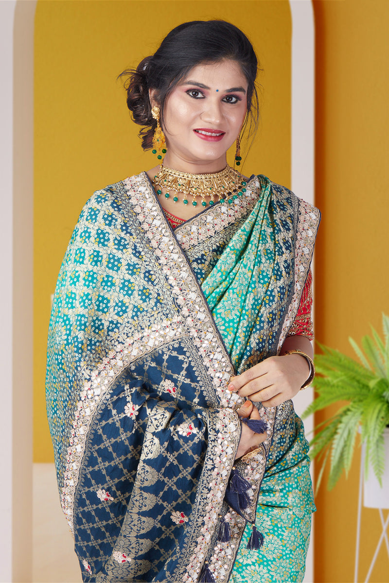 Turquoise Peacock Paradise Saree