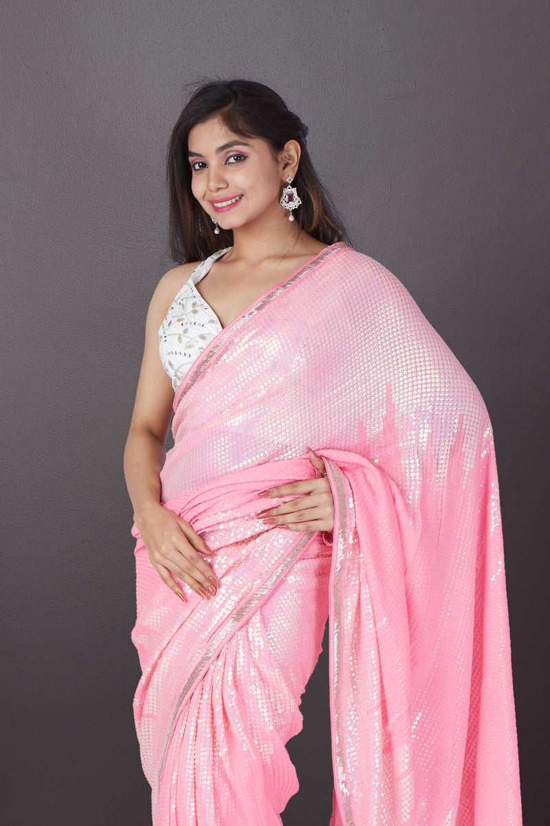 Pink Delight Shimmer Saree