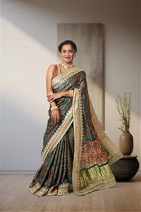 Royal Rhapsody Teal Silk Saree