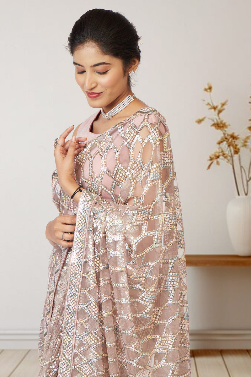 Pink Stardust Saree