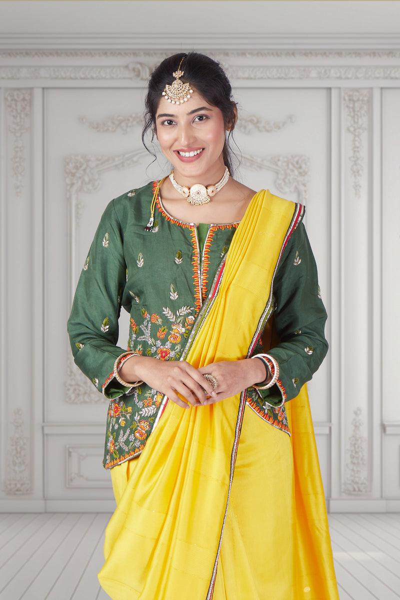 Yellow Limelight Chiffon Saree