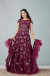 Maroon Merlot Night Bloom Gown