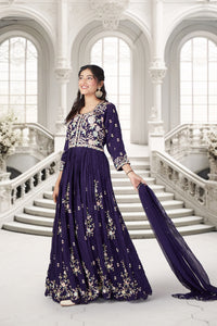 Elegant Purple Floral Gown