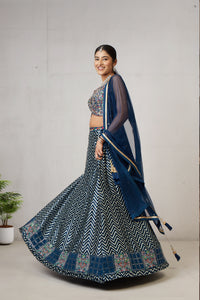 Royal Teal Chevron Lehenga Choli