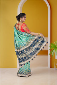 Turquoise Peacock Paradise Saree