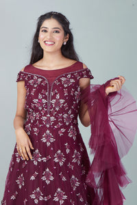 Maroon Merlot Night Bloom Gown