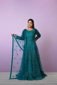 Teal Ocean's Treasure Anarkali Suit