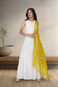 White-Yellow Serenade Lehenga Set