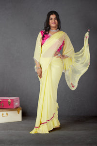 Pastel Green Spring Meadow Saree