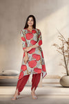 Red Floral Pearl Salwar Kameez