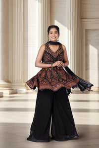 Embroidered Black Sharara Set