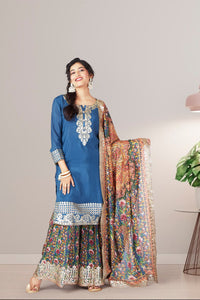 Blooming Royal Blue Punjabi Suit