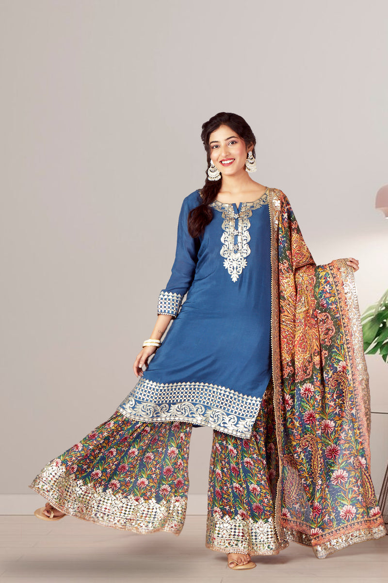 Blooming Royal Blue Punjabi Suit