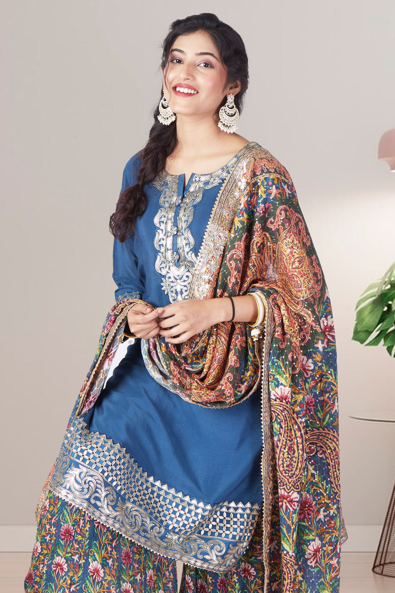 Blooming Royal Blue Punjabi Suit