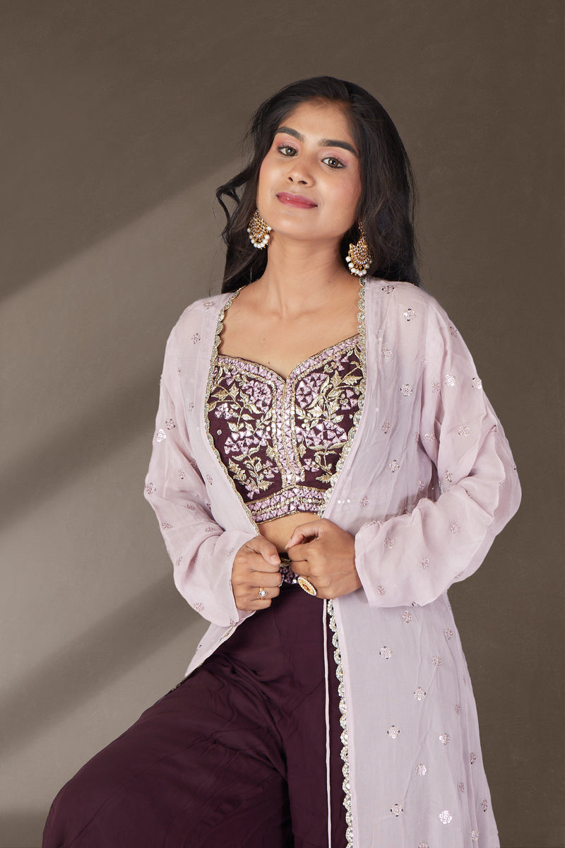 Regal Purple Choli-Sharara Duet