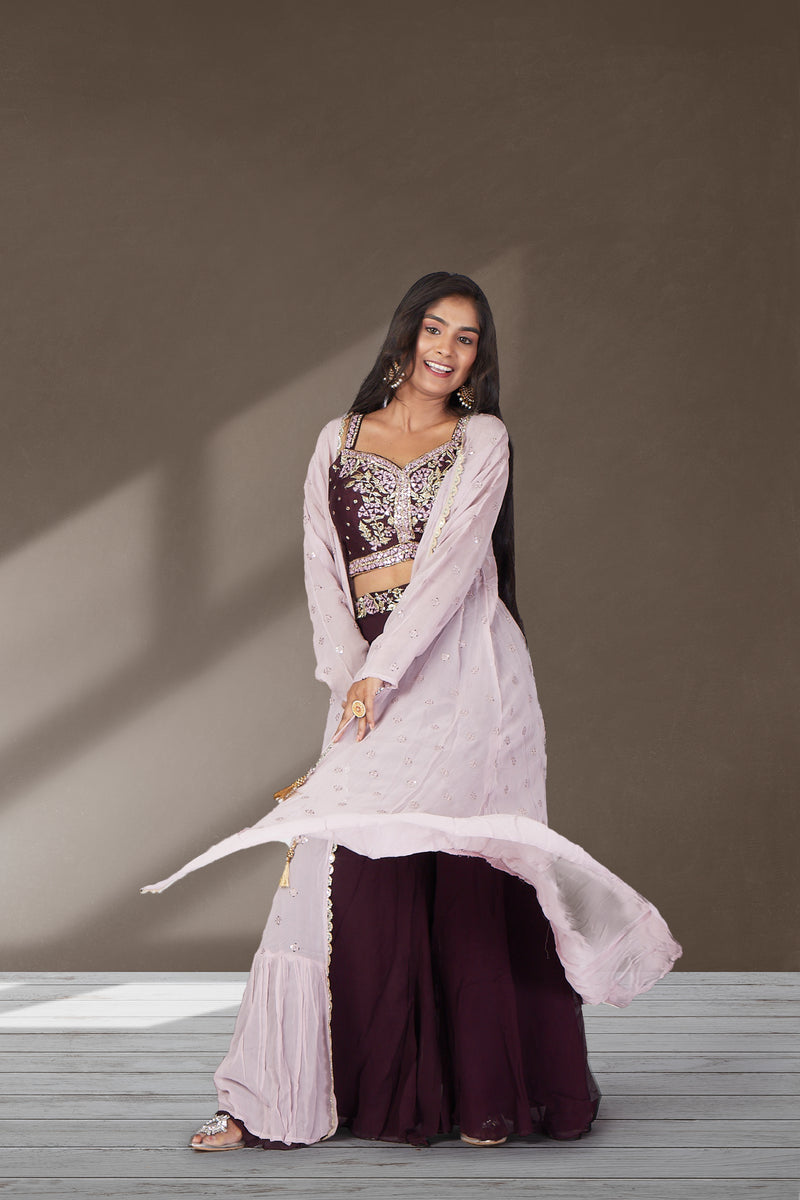 Regal Purple Choli-Sharara Duet