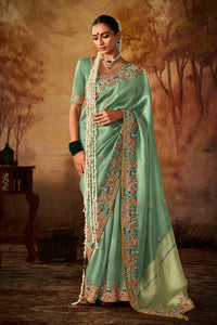 Whispering Sea Green Saree