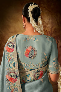 Muted Teal Saree