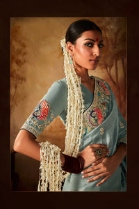 Muted Teal Saree