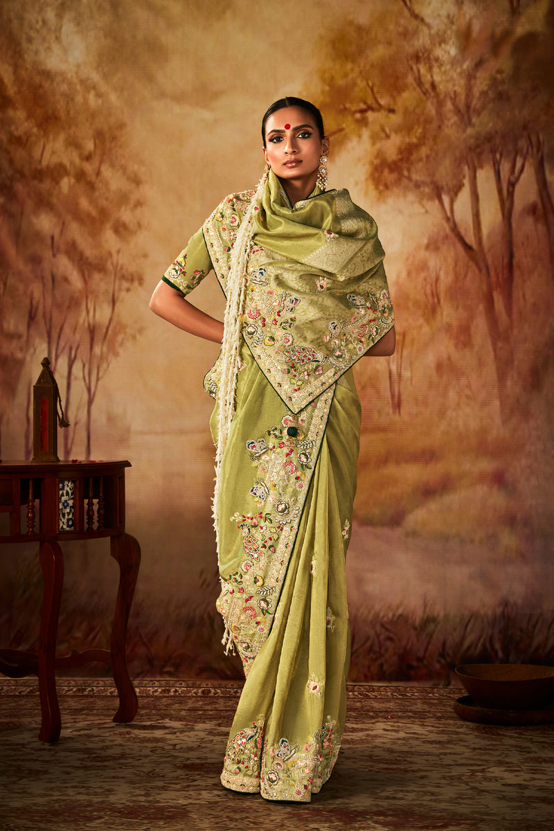 Olive Shimmer Saree