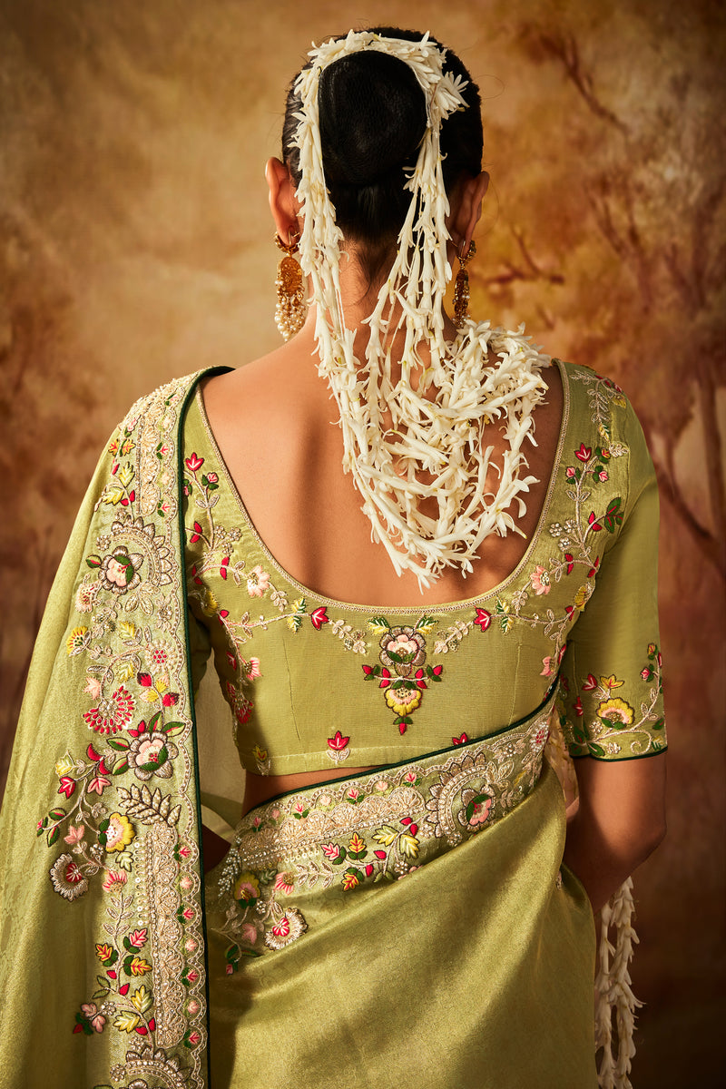 Olive Shimmer Saree