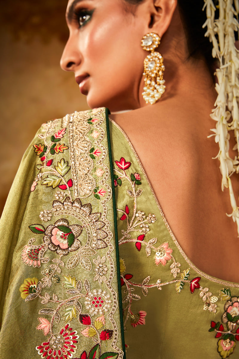 Olive Shimmer Saree