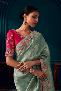 Sea Green Zari Symphony Saree