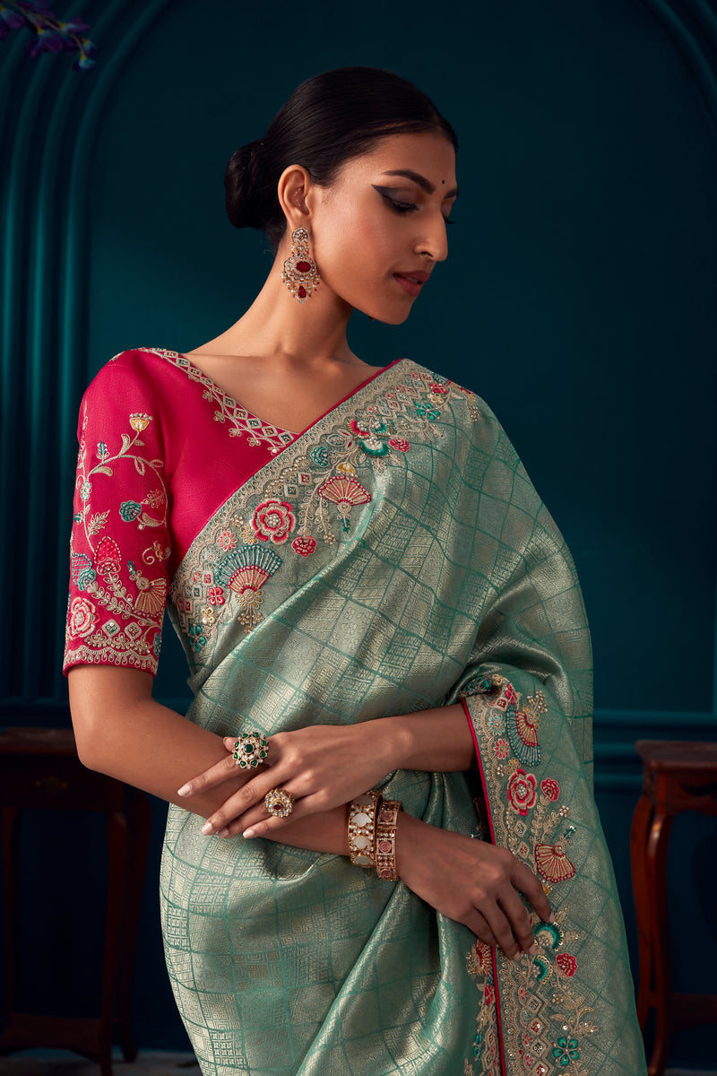 Sea Green Zari Symphony Saree