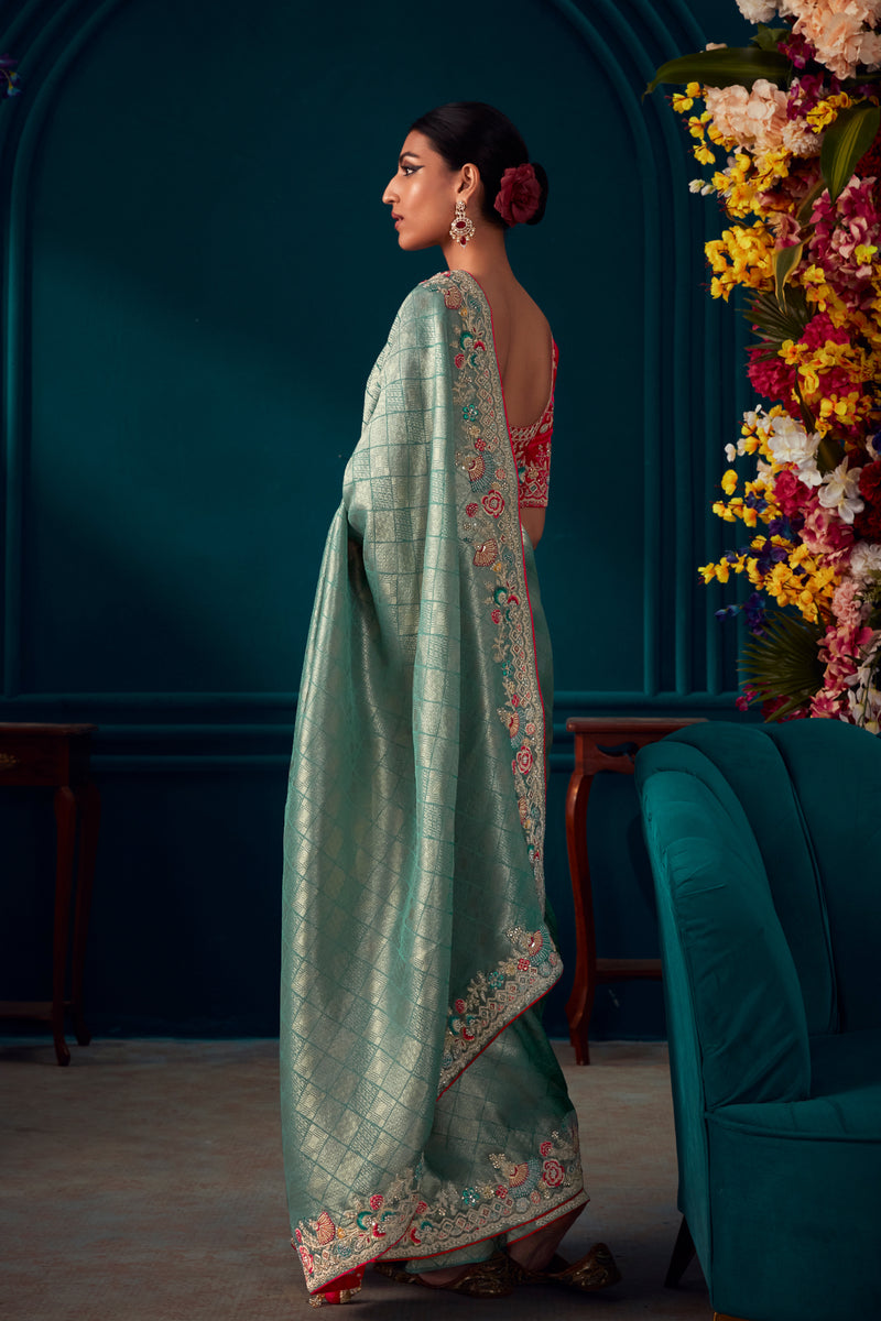 Sea Green Zari Symphony Saree