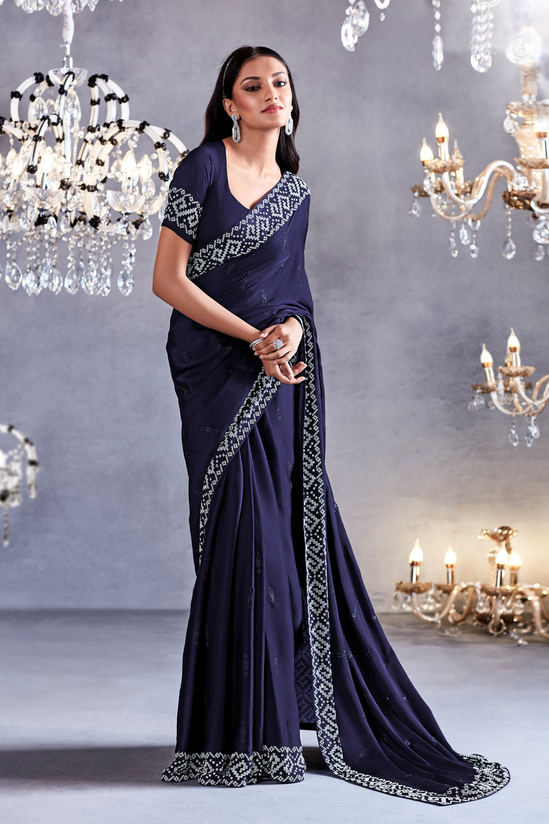 Midnight Embroidered Saree